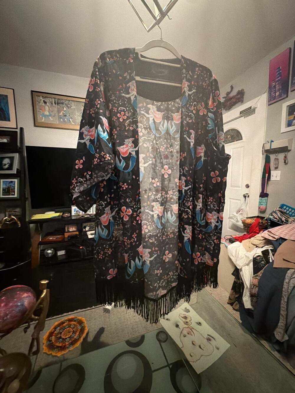 Disney The Little Mermaid Ariel Watercolor Floral Kimono with Fringe